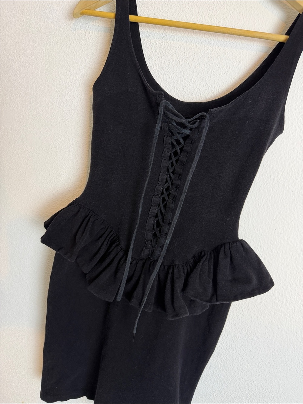 Vintage 80’s Betsey Johnson Punk Label Peplum Lace up Mini dress 4-6 - Picture 3 of 6